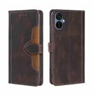 For Tecno Camon 19 Neo Skin Feel Magnetic Buckle Leather Phone Case(Brown) - 1