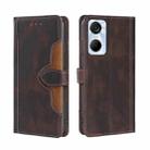 For Tecno Pop 6 Pro Skin Feel Magnetic Buckle Leather Phone Case(Brown) - 1