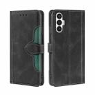 For Tecno Pova 3 Skin Feel Magnetic Buckle Leather Phone Case(Black) - 1