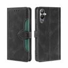 For Tecno Pova 4 Skin Feel Magnetic Buckle Leather Phone Case(Black) - 1
