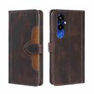 For Tecno Pova 4 Pro Skin Feel Magnetic Buckle Leather Phone Case(Brown) - 1