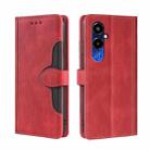 For Tecno Pova 4 Pro Skin Feel Magnetic Buckle Leather Phone Case(Red) - 1