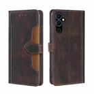 For Tecno Pova Neo 2 Skin Feel Magnetic Buckle Leather Phone Case(Brown) - 1
