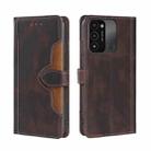 For Tecno Spark 8C / Spark GO 2022 Skin Feel Magnetic Buckle Leather Phone Case(Brown) - 1