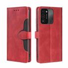 For Tecno Spark 8C / Spark GO 2022 Skin Feel Magnetic Buckle Leather Phone Case(Red) - 1