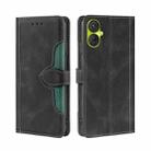 For Tecno Spark 9 Pro Skin Feel Magnetic Buckle Leather Phone Case(Black) - 1