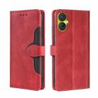 For Tecno Spark 9 Pro Skin Feel Magnetic Buckle Leather Phone Case(Red) - 1