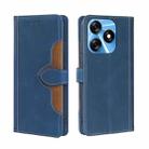 For Tecno Spark 10 4G Skin Feel Magnetic Buckle Leather Phone Case(Blue) - 1