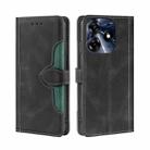 For Tecno Spark 10 Pro Skin Feel Magnetic Buckle Leather Phone Case(Black) - 1