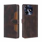 For Tecno Spark 10 Pro Skin Feel Magnetic Buckle Leather Phone Case(Brown) - 1