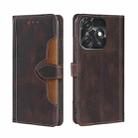 For Tecno Spark 10C Skin Feel Magnetic Buckle Leather Phone Case(Brown) - 1