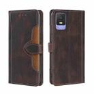 For TCL 403 Skin Feel Magnetic Buckle Leather Phone Case(Brown) - 1