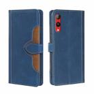 For Rakuten Hand 4G Skin Feel Magnetic Buckle Leather Phone Case(Blue) - 1