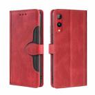 For Rakuten Hand 4G Skin Feel Magnetic Buckle Leather Phone Case(Red) - 1