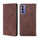 For Tecno Camon 18 / 18 P Skin Feel Magnetic Horizontal Flip Leather Phone Case(Dark Brown) - 1