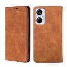 For Tecno Pop 6 Pro Skin Feel Magnetic Horizontal Flip Leather Phone Case(Light Brown) - 1