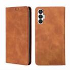 For Tecno Pova 3 Skin Feel Magnetic Horizontal Flip Leather Phone Case(Light Brown) - 1