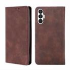 For Tecno Pova 3 Skin Feel Magnetic Horizontal Flip Leather Phone Case(Dark Brown) - 1