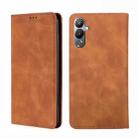 For Tecno Pova 4 Skin Feel Magnetic Horizontal Flip Leather Phone Case(Light Brown) - 1