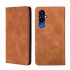 For Tecno Pova 4 Pro Skin Feel Magnetic Horizontal Flip Leather Phone Case(Light Brown) - 1