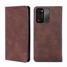 For Tecno Spark 8C Skin Feel Magnetic Horizontal Flip Leather Phone Case(Dark Brown) - 1