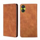 For Tecno Spark 9 Pro Skin Feel Magnetic Horizontal Flip Leather Phone Case(Light Brown) - 1