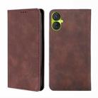 For Tecno Spark 9 Pro Skin Feel Magnetic Horizontal Flip Leather Phone Case(Dark Brown) - 1