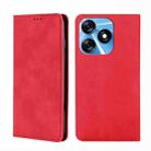 For Tecno Spark 10 4G Skin Feel Magnetic Horizontal Flip Leather Phone Case(Red) - 1