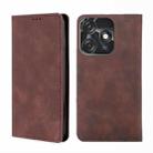 For Tecno Spark 10C Skin Feel Magnetic Horizontal Flip Leather Phone Case(Dark Brown) - 1