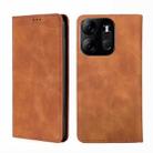 For Tecno Spark Go 2023 / Pop 7 / Pop 7 Pro Skin Feel Magnetic Horizontal Flip Leather Phone Case(Light Brown) - 1