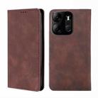 For Tecno Spark Go 2023 / Pop 7 / Pop 7 Pro Skin Feel Magnetic Horizontal Flip Leather Phone Case(Dark Brown) - 1