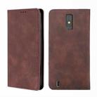 For ZTE Blade A32 Skin Feel Magnetic Horizontal Flip Leather Phone Case(Dark Brown) - 1