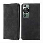 For Huawei P60 / P60 Pro Skin Feel Magnetic Horizontal Flip Leather Phone Case(Black) - 1