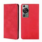 For Huawei P60 / P60 Pro Skin Feel Magnetic Horizontal Flip Leather Phone Case(Red) - 1