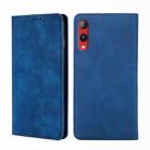 For Rakuten Hand 4G Skin Feel Magnetic Horizontal Flip Leather Phone Case(Blue) - 1