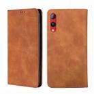 For Rakuten Hand 4G Skin Feel Magnetic Horizontal Flip Leather Phone Case(Light Brown) - 1