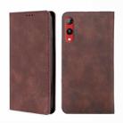 For Rakuten Hand 4G Skin Feel Magnetic Horizontal Flip Leather Phone Case(Dark Brown) - 1