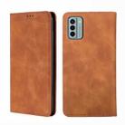 For Nokia G22 Skin Feel Magnetic Horizontal Flip Leather Phone Case(Light Brown) - 1