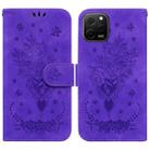 For Huawei nova Y61 / Enjoy 50z Butterfly Rose Embossed Leather Phone Case(Purple) - 1