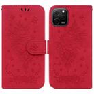 For Huawei nova Y61 / Enjoy 50z Butterfly Rose Embossed Leather Phone Case(Red) - 1