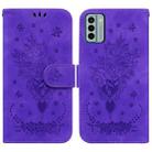 For Nokia G22 Butterfly Rose Embossed Leather Phone Case(Purple) - 1