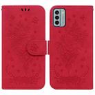 For Nokia G22 Butterfly Rose Embossed Leather Phone Case(Red) - 1