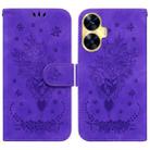 For Realme C55 Butterfly Rose Embossed Leather Phone Case(Purple) - 1