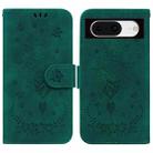 For Google Pixel 8 Butterfly Rose Embossed Leather Phone Case(Green) - 1