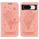 For Google Pixel 8 Butterfly Rose Embossed Leather Phone Case(Pink) - 1