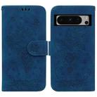 For Google Pixel 8 Pro Butterfly Rose Embossed Leather Phone Case(Blue) - 1