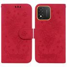 For Honor X5 Butterfly Rose Embossed Leather Phone Case(Red) - 1