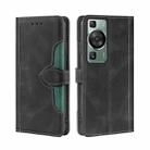 For Huawei P60 / P60 Pro Skin Feel Magnetic Buckle Leather Phone Case(Black) - 1