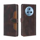 For Honor Magic5 Skin Feel Magnetic Buckle Leather Phone Case(Brown) - 1