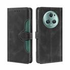 For Honor Magic5 Pro Skin Feel Magnetic Buckle Leather Phone Case(Black) - 1